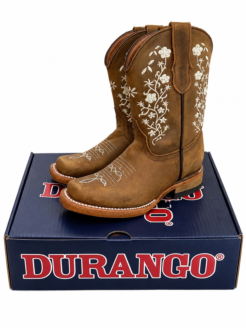 Durango Kids Brown Western Lace-Up Embroidered Boots